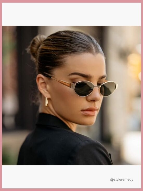 Retro Oval Sunglasses Stainless Steel Frame Trendy Small 90s Inspired main image 5